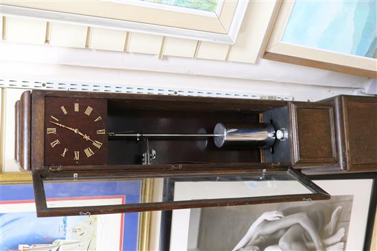 An oak electric longcase clock H.125cm